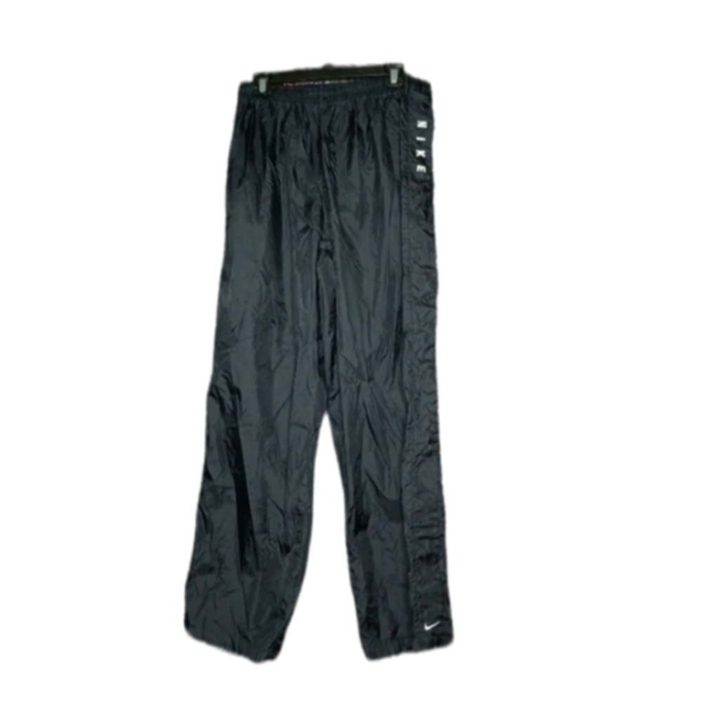 Vintage Nike mens black nylon snap basketball warm up pants XLx32 EUC